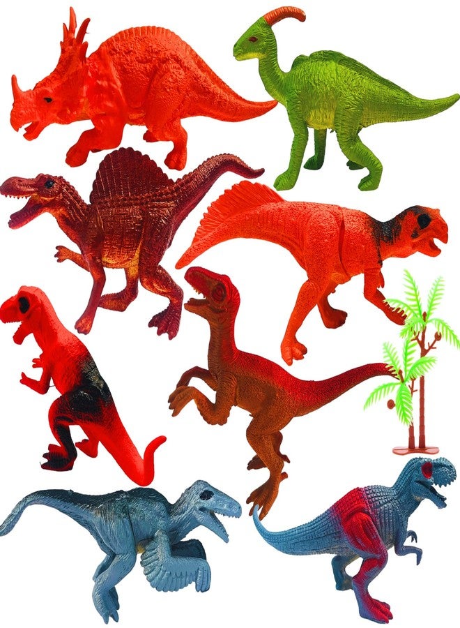 Mallexo Realistic Dinosaur Animal Toys for Kids 3+ Years | 8PCs Big Size Jurassic World Dino Animals Figure Set for Children| Birthday Gifts Jungle Safari Animal Dino Egg Toy Action Figurine (Dino 8) - Image 1